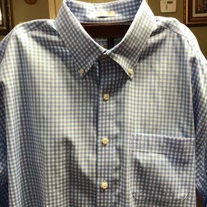 Peter Millar XL dress shirt with button down collar blue/white checkered pattern